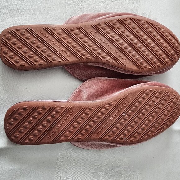 Size M 7/8 LC Lauren Conrad Pink Velour Slippers New No Tags No Box - Picture 5 of 8
